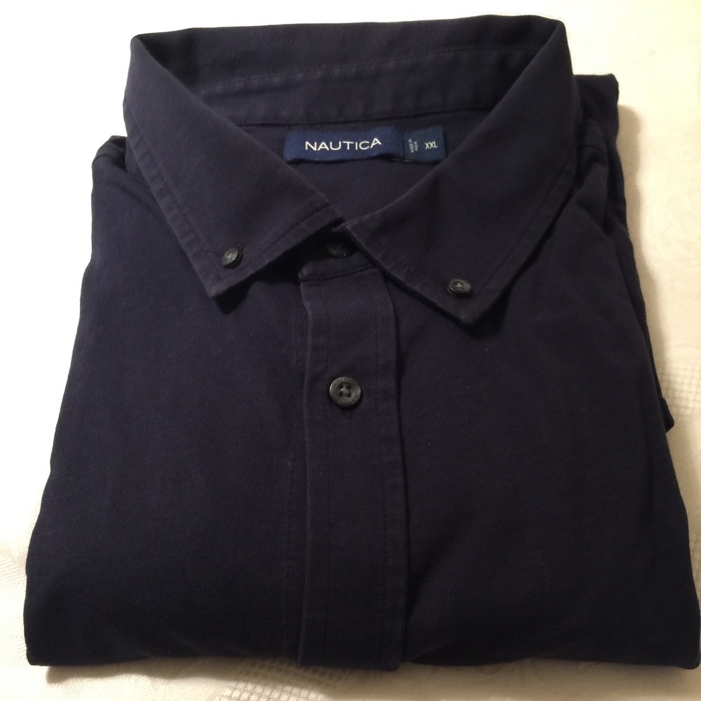 Black Náutica Button Down Men’s Polo Shirt  Short Sleeve- Size  XXL -Pre-owned
